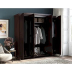 Palace Imports Kyle Armoire 4 portes 100 % en bois massif avec portes en bois massif ou portes miroir
