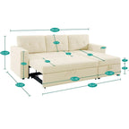 Canapé d'angle réversible convertible avec lit gigogne, méridienne de rangement et pieds durables