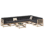 vidaXL Ensemble de canapés de jardin en bois de pin massif Grand canapé d'extérieur modulaire - Pin naturel sans coussin