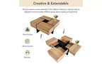 Table basse extensible avec plateau de puzzle et 4 compartiments de rangement cachés