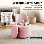 Chaise de vanité pivotante avec rangement, tabouret de maquillage rond rembourré avec dossier, fauteuil d'appoint rembourré doux pour chambre et salon