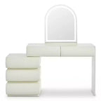 Coiffeuse de Luxe Whisen avec Miroir, Meuble Coiffeuse avec Armoire Latérale Mobile, 6 Tiroirs de Rangement et Tabouret
