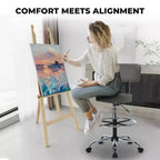 Tabouret de dessin Home Imports Emporium - Tabouret réglable pivotant en similicuir avec repose-pieds et dossier