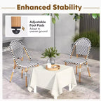 Lot de 4 chaises de bistrot françaises Costway avec rotin tressé à la main et cadre en métal galvanisé pour l'extérieur