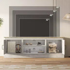 Meuble TV moderne pour téléviseurs de 65 pouces, meuble de rangement rustique avec grands placards, console multimédia pour salon et bureau