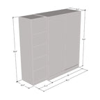 Armoire 2 portes avec miroir, façade vitrée, 2 personnes (Gris / Noir / Blanc)