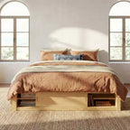 Cadre de lit plateforme Whisen Queen avec 4 tiroirs de rangement et rangement dans le pied de lit