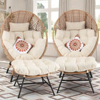 FINCATI Fauteuil Œuf d'intérieur, Fauteuil Œuf d'extérieur 200 kg, Fauteuil Œuf surdimensionné avec pouf, Fauteuil Œuf de luxe confortable avec repose-pieds