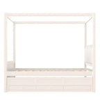 Lit plateforme double/grand format avec lit gigogne, lit à baldaquin en bois de princesse avec 3 tiroirs, lit de rangement avec tête de lit capitonnée pour chambre à coucher