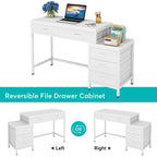 Bureau d'ordinateur réversible avec 5 tiroirs, bureau de travail à domicile avec caisson de rangement pour dossiers et support pour imprimante