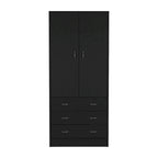 Grande Armoire Moderne à Deux Portes avec 3 Tiroirs et 1 Tringle pour Chambre à Coucher