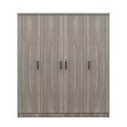 Armoire 4 portes en bois avec tringle, 1 tiroir et étagères de rangement