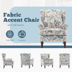 Fauteuil d'appoint moderne Erommy, fauteuil à dossier haut, canapé simple en tissu rembourré avec boutons et pieds en bois pour salon
