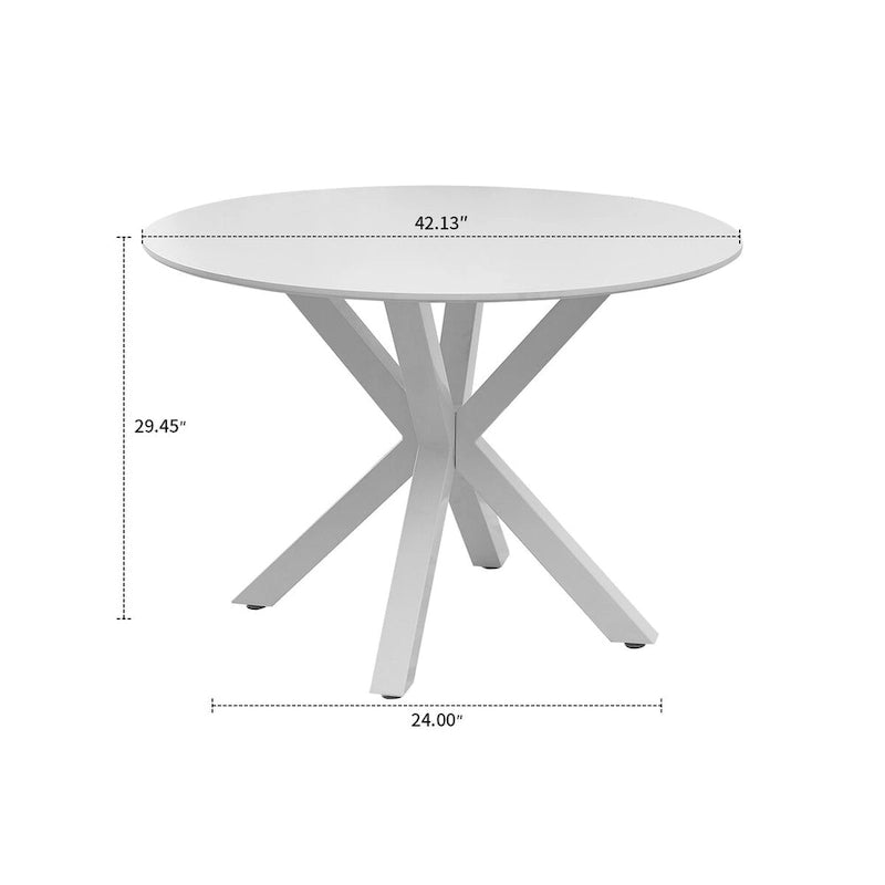 Table de salle à manger ronde minimaliste moderne avec plateau en MDF et pieds en métal