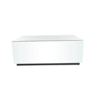 Table basse rectangulaire en verre et miroir avec base surélevée - Argent - Décor Roche River - 71x119x46 cm