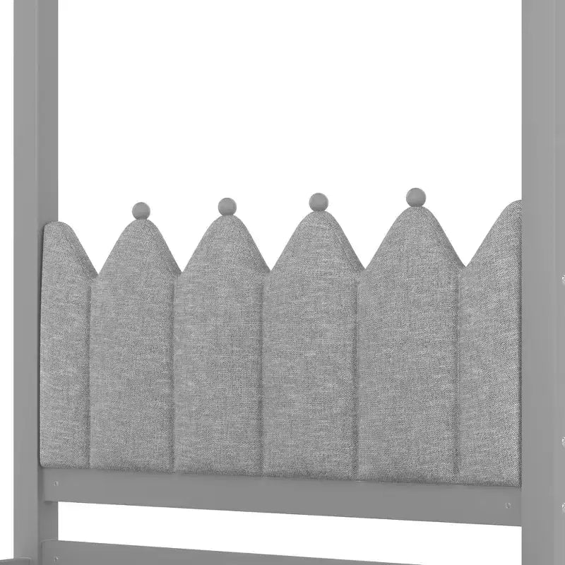 Lit plateforme double/grand format avec lit gigogne, lit à baldaquin en bois de princesse avec 3 tiroirs, lit de rangement avec tête de lit capitonnée pour chambre à coucher
