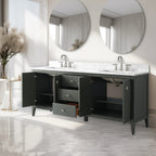 Meuble-lavabo de salle de bain Vanity Art 72 po à double vasque avec dessus en marbre reconstitué