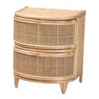 Table de chevet bali & pari Oleta moderne bohème en rotin naturel marron à 2 tiroirs