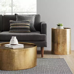 Table basse tambour martelé rond
