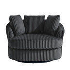 Lot de 2 fauteuils pivotants ronds surdimensionnés en velours côtelé moelleux de 43 po de large avec oreillers