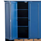 Armoire de cuisine autoportante haute Whisen 71, grand buffet de rangement pour salle à manger avec 4 portes pliantes, étagères et casiers à vin