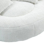 Fauteuil d'appoint rond surdimensionné avec haut dossier enveloppant, revêtement en chenille et 3 coussins