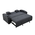 Canapé moderne convertible 3 en 1 Roomfitters 75 pouces avec lit gigogne pratique, dossier inclinable, porte-gobelets, oreillers