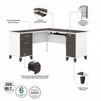 Bureau d'angle en L 60" Bush Furniture Somerset avec huche de rangement