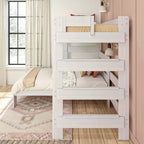 Lit superposé d'angle en bois massif Max & Lily Modern Farmhouse, lits superposés jumeaux pour enfants