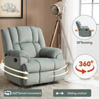 Fauteuil inclinable pivotant et à bascule en tissu Lazy Boy, grand fauteuil berçant manuel rembourré à l’excès avec accoudoirs à coussinet et dossier rembourré