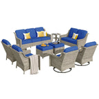 Ensemble de conversation de jardin 9 pièces XIZZI avec fauteuil pivotant