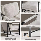 Yaheetech Lot de 2 fauteuils de salon rétro rembourrés avec accoudoirs en métal, coussin d'assise et de dossier amovible