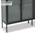 Meuble élégant à 4 portes en verre trempé, 4 portes en verre, étagère réglable