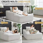 Chaise longue de 170 cm, canapé-lit d'intérieur avec 2 coussins, canapé monoplace sans structure pour salon, aucun assemblage requis
