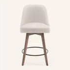 Lot de 4 tabourets de bar pivotants à hauteur de comptoir Bekrvio 26 po avec dossiers et pieds en bois, tabourets de bar rembourrés en tissu lin/similicuir pour îlot de cuisine