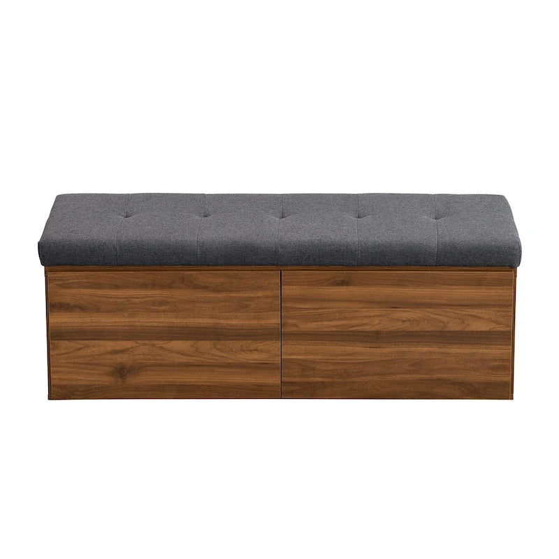 Banc de rangement pour chaussures, meuble à chaussures avec assise rembourrée et deux portes pour entrée