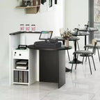Costway Comptoir de Réception Bureau de Caisse avec Étagère Ouverte et Tiroir Verrouillable Blanc/Marron/Noir