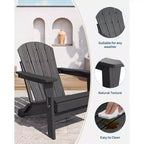 Ensemble de 4 chaises Adirondack pliantes avec 2 tables d'appoint, chaises d'extérieur modernes en HDPE pour patio, terrasse, balcon, jardin