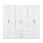 Armoire 6 portes en bois avec 3 grands tiroirs de rangement pour chambre à coucher