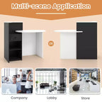 Costway Comptoir de Réception Bureau de Caisse avec Étagère Ouverte et Tiroir Verrouillable Blanc/Marron/Noir