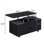 Table basse relevable multifonctionnelle et moderne avec rangement dissimulé, 4 tabourets et roulettes, parfaite pour les espaces de vie modernes.