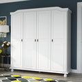 Palace Imports Kyle Armoire 4 portes 100 % en bois massif avec portes en bois massif ou portes miroir