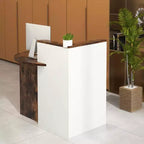 Costway Comptoir de Réception Bureau de Caisse avec Étagère Ouverte et Tiroir Verrouillable Blanc/Marron/Noir