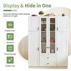 Armoire de rangement de cuisine sur pied Whisen 71H, grand buffet de salle à manger avec 6 portes et étagères réglables