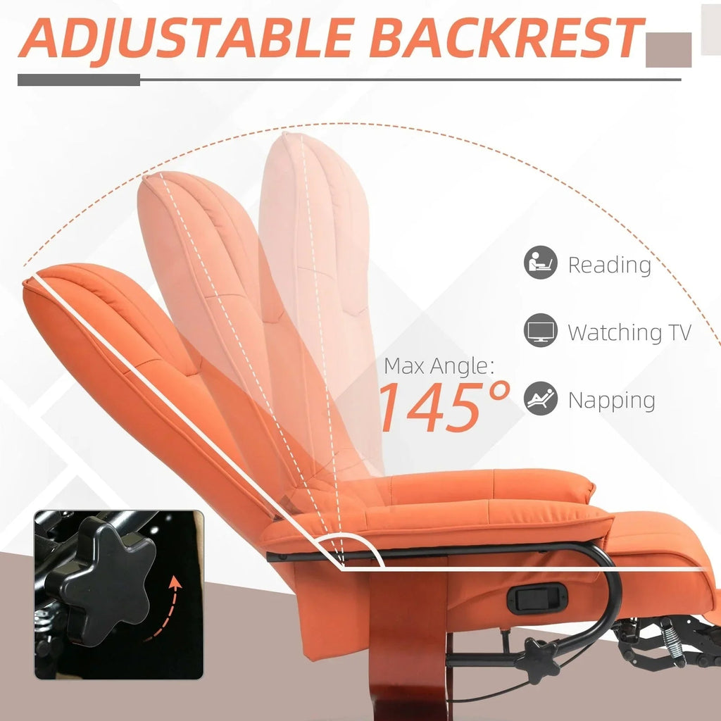 Fauteuil inclinable HomCom en similicuir avec base pivotante manuelle réglable et repose-pieds confortable et relaxant