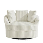 Lot de 2 fauteuils pivotants ronds surdimensionnés en velours côtelé moelleux de 43 po de large avec oreillers
