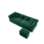 Canapé-lit gigogne 3-en-1 King Size Whisen Velvet et canapé convertible avec pouf mobile, design capitonné