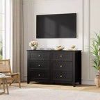 Commode à 6 tiroirs pour chambre à coucher, grande commode avec tiroirs profonds et poignées en métal, commodes modernes en bois pour entrée, couloir