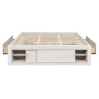 Cadre de lit plateforme Whisen Queen avec 4 tiroirs de rangement et rangement dans le pied de lit