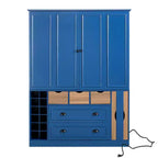 Armoire de cuisine autoportante haute Whisen 71, grand buffet de rangement pour salle à manger avec 4 portes pliantes, étagères et casiers à vin